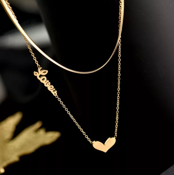 Gold Double Layer Love Lock Necklace