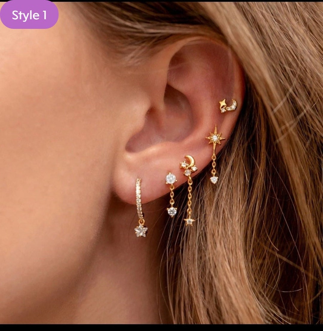 Piercing Earring, Gold Earring Set, Minimalist Piercing Earrings, Not A Pair, Gift For Her, Helix Earrings, Earrings