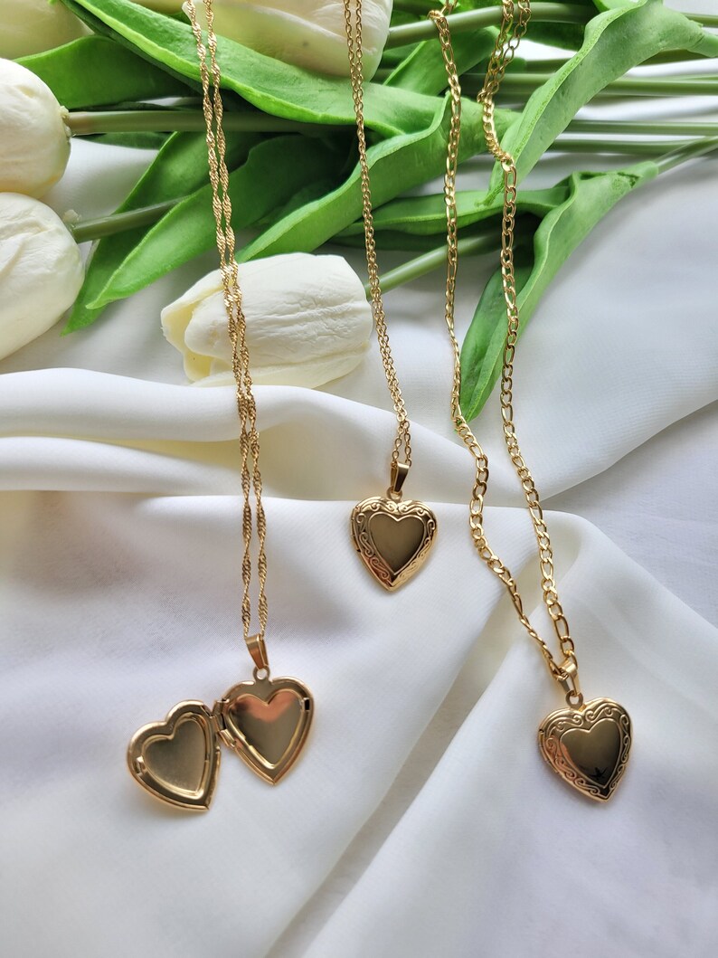 18K Gold Filled Gold Heart Locket Necklace Big Small Locket Etsy UK