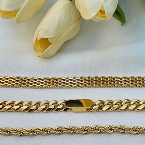 18K Gold Vintage Retro Mesh Bracelet, Stainless Steel Chain Bracelet, Jewelry Bracelet, Herringbone Chain, Women Men Gold Gift, Waterproof image 4