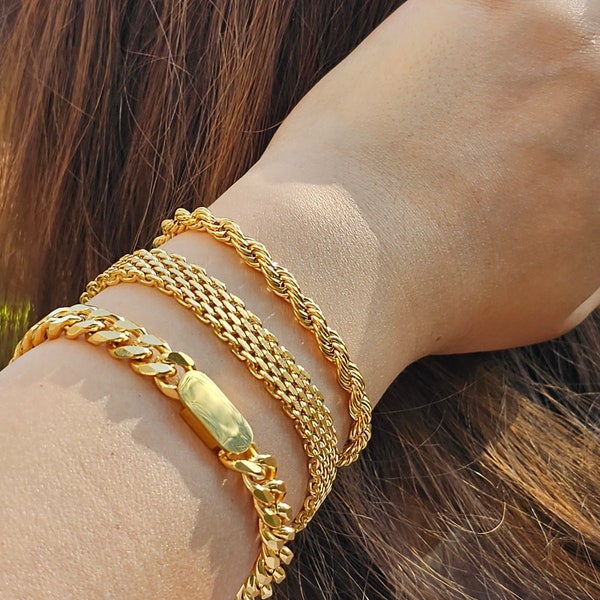 18K Gold Jewelry, Bulky Bracelet, U Shape Bracelet, Vintage Bracelet, Vintage jewelry, Chunky Bracelet, gold bracelet, gifts