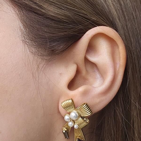 18K Gold Filled Vintage Black Green Diamond Earrings, Vintage Earrings, Minimalist Earrings, Gift for Her, Minimalist Earrings, gift for mom