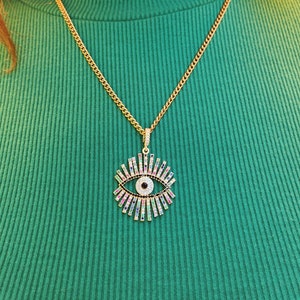 VERMEIL Evil Eye Necklace, evil eye pendant, Talisman Necklace, Lucky Necklace, gold necklace, simple necklace, Hallowen gift image 3