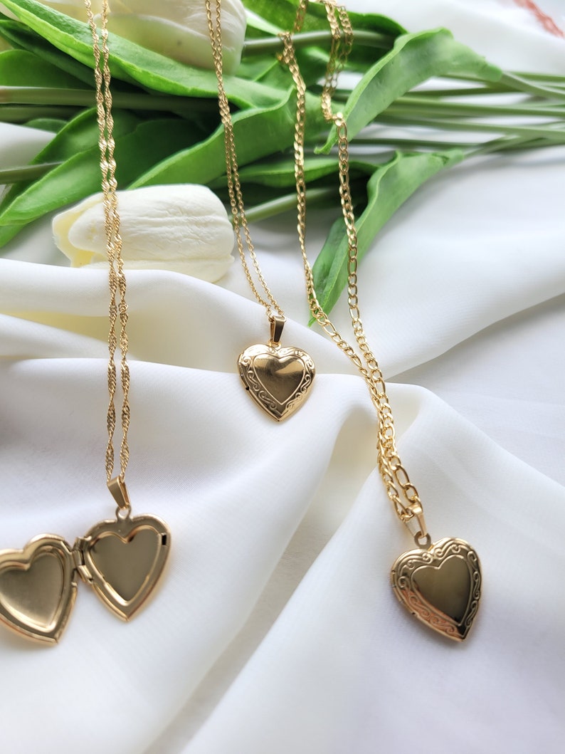 18K Gold Filled Heart Locket Necklace, Small Locket, Big Locket, Minimalist Gift, Personalized Gift, Waterproof Jewelry, Free Photo Service image 4