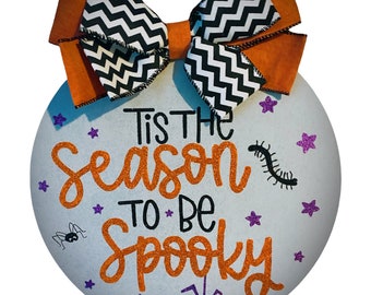 Halloween Spider Welcome Sign, Welcome Halloween door hanger, Round Halloween Door Hanger, Halloween sign