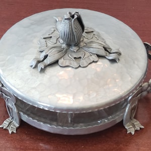 Rodney Kent Silver Co Hand Wrought Aluminum Covered Divided Candy Dish