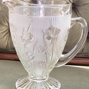 Jennette Glass Iris and Herringbone Pitcher