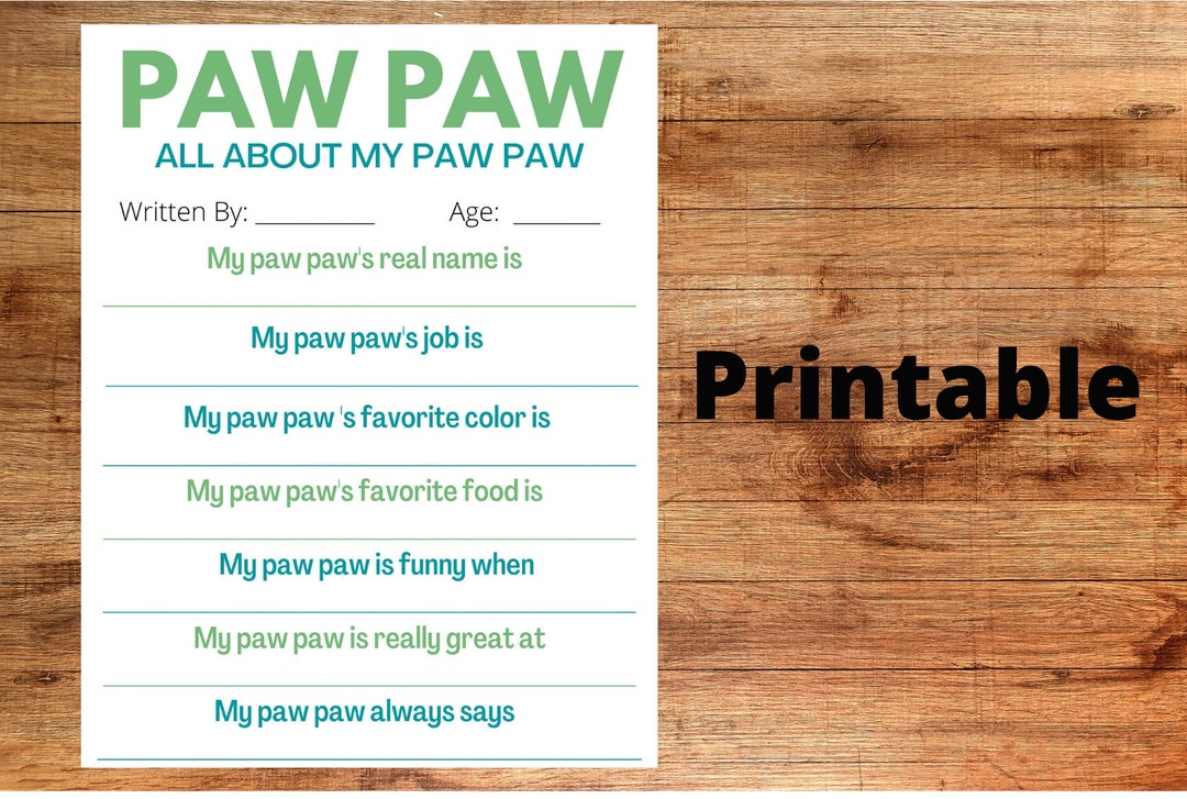 All About Paw Paw Printable - Etsy