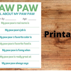All About Paw Paw Printable