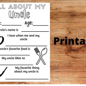 All About Uncle Coloring Printable