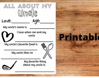 All About Uncle Coloring Printable