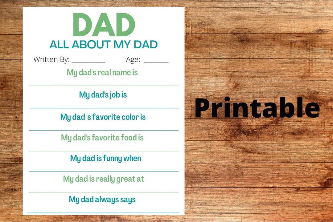 All About Dad Printable - Etsy