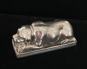 Russian Silver Snuff Box with Full Figure Dog