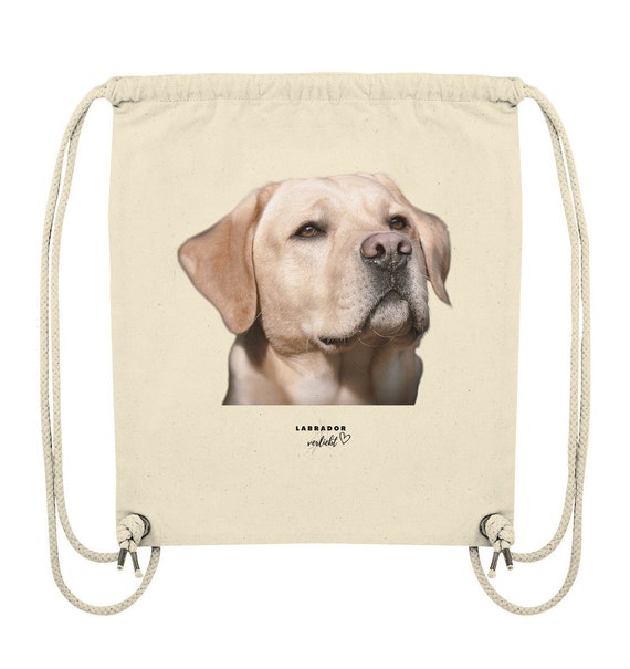Labrador verliebt Sportbeutel  - Organic Gym-Bag - Labrador beige - Turnbeutel - bolsa de deporte - sac de sport