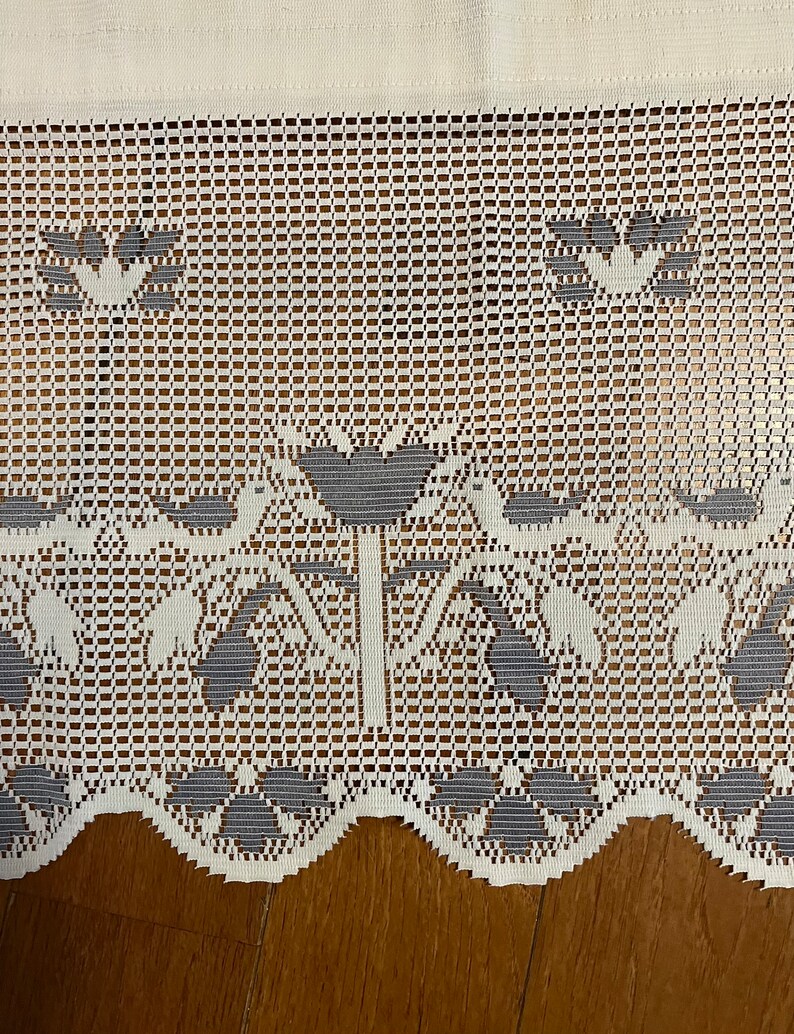 Vintage Lace Valance Farmhouse Blue and off White Etsy