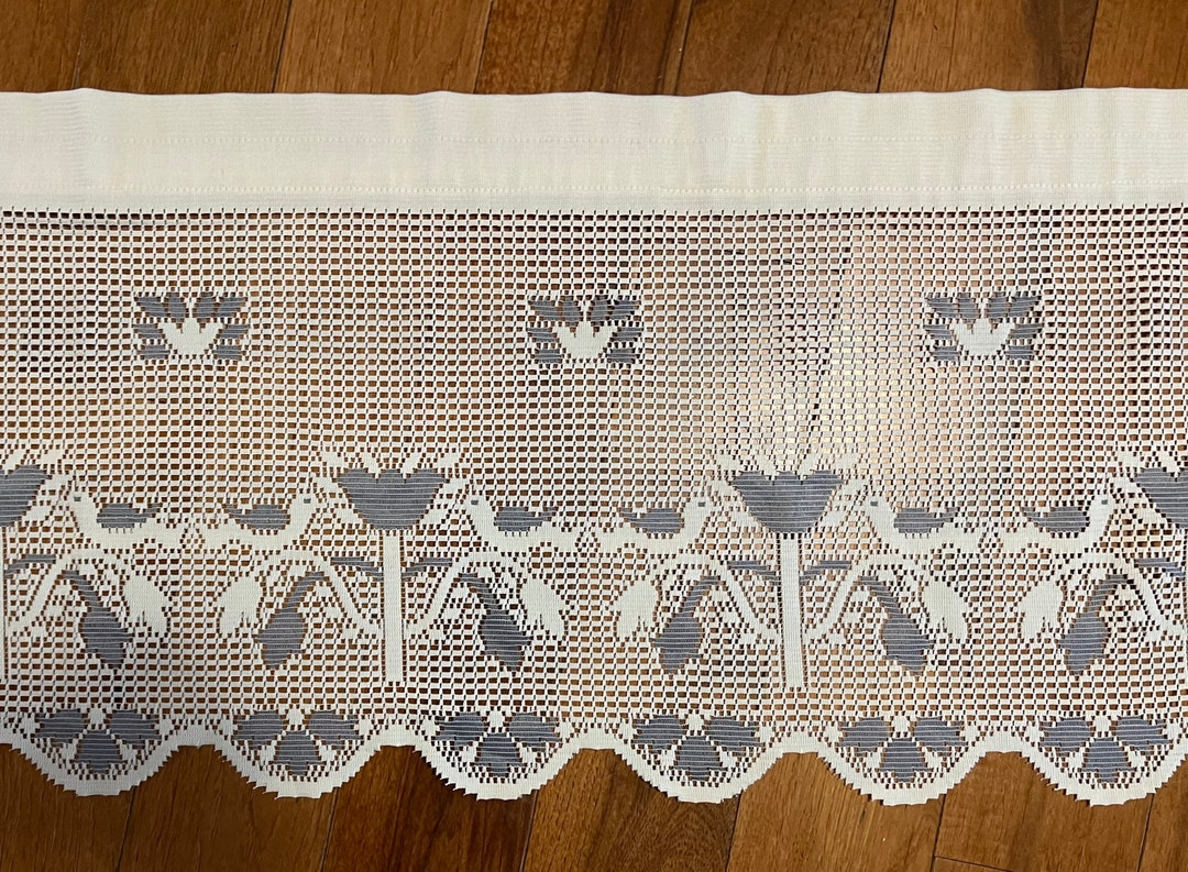 Vintage Lace Valance Farmhouse Blue and off White Etsy