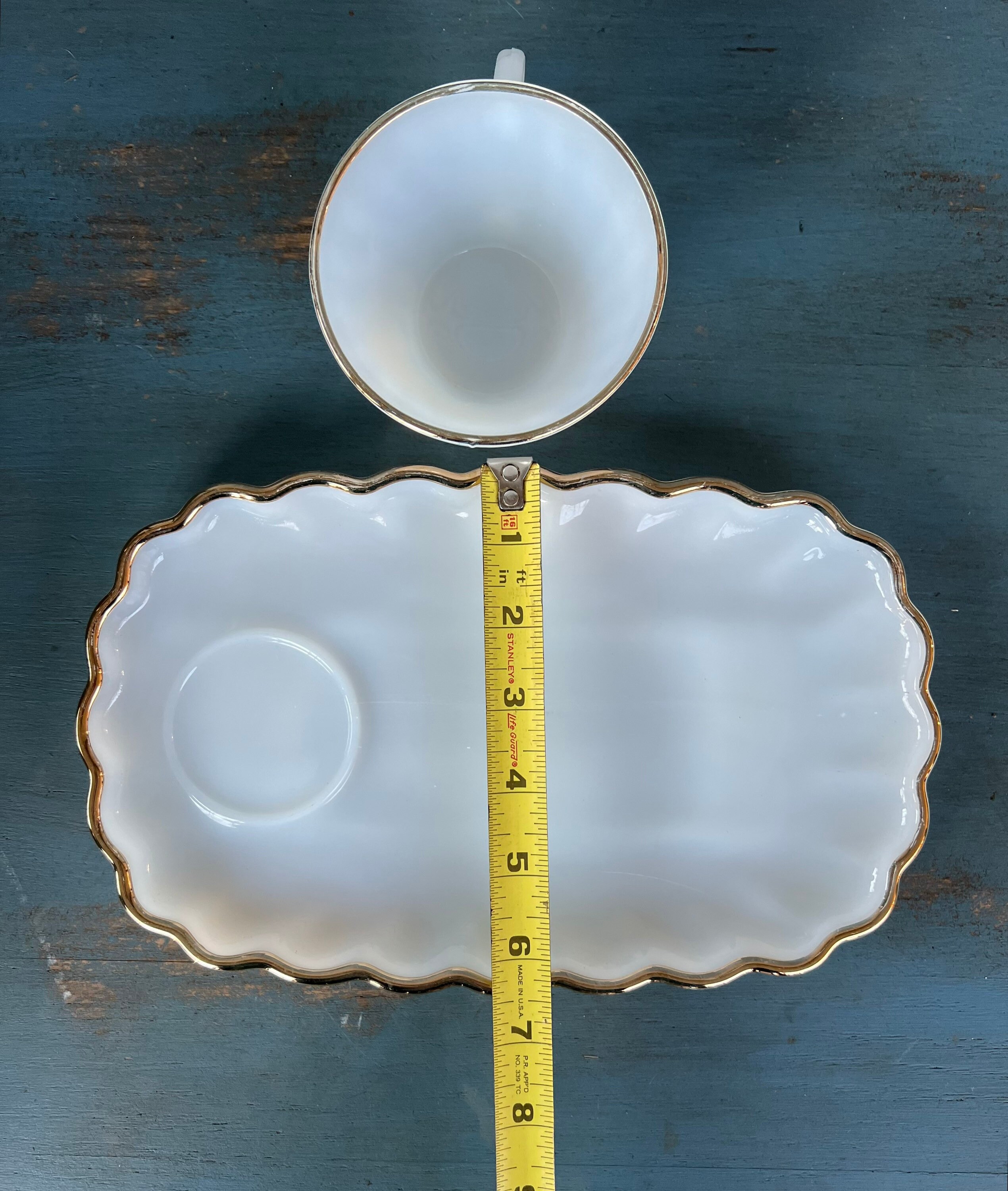 Vintage Milk Glass Snack Set Anchor Hocking Etsy