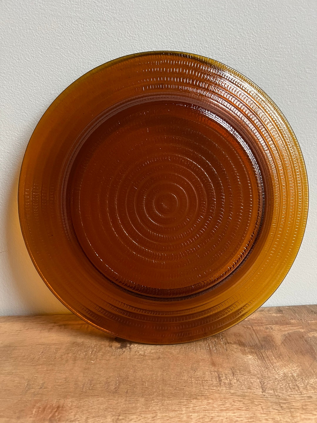 Stunning Vintage Amber Colored Glass Plate Etsy