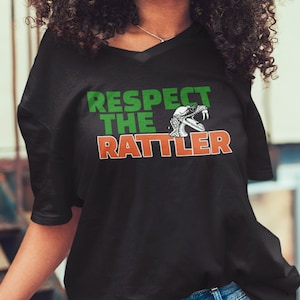 Respect The Rattler (V-Neck) - FAM Univ Alumni Apparel, FAM Univ Homecoming, FL A&M Rattlers Shirt, FAm Univ Rattlers Hoodie and Sweatshirt