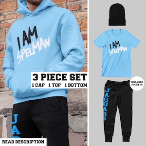 I AM Spelman NextGen (3 Piece Blue Set - 1 Cap, 1 Top, 1 Bottom) - Spelman Homecoming Jaguars HBCU, Spelman Women&#39;s Alumni Apparel