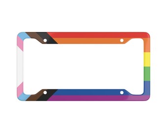 Rainbow Paw Gay Lesbian Metal License Plate Frame Funny Chrome License Plate Cover for Women,Gifts for Mom 