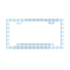 Charming Metal License Plate Frame - Vintage Gingham Style, Car Accessory, Unique Gift, Custom Plates, Home Decor