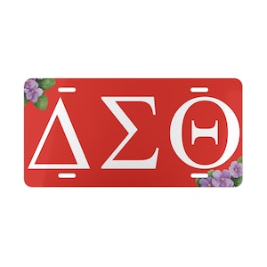 Delta Sigma Theta African Violets Sorority Aluminum Vanity License Plate
