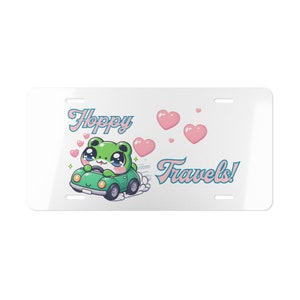 Hoppy Travels カエルのかわいいアルミ製バニティカーナンバープレート