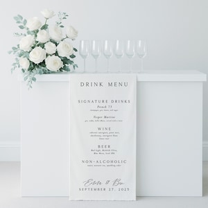 Linen Fabric Bar Menu: Artisan Wedding Drink Sign