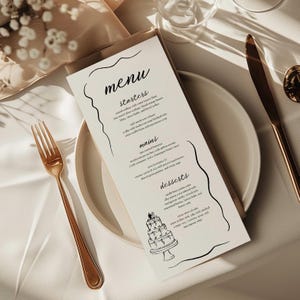 Printable Wedding Menu Template | Editable Canva Design | Hand-Drawn Dinner Menu | DIY Wedding Reception Menu Card