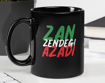 Zan Zendegi Azadi Coffee Mug, Mard Mihan Abadi Iran Ceramic Tea Cup, Mahsa Amini Iran protest support freedom Gift