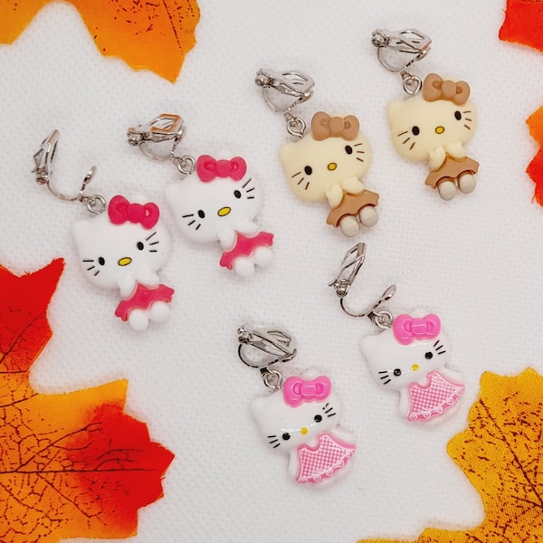 Hello Kitty Ohrclips, Kätzchen Ohrclips, Mitbringsel für Kinder, Hello Kitty Schmuck