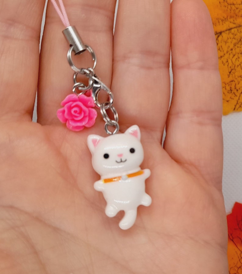 Kätzchen Schlüsselanhänger, Kawaii Handyanhänger, Mitbringsel, MP3 Charm Anhänger Bild 3