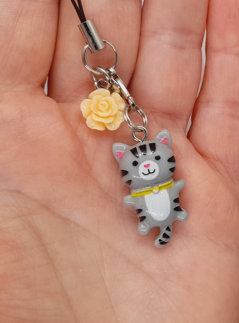 Kätzchen Schlüsselanhänger, Kawaii Handyanhänger, Mitbringsel, MP3 Charm Anhänger Bild 4