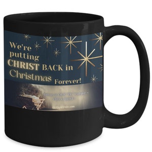 Taza de Navidad Poniendo a Cristo de nuevo en Navidad, Humilde, Gentil, Paciente, Amor, Dios, Jesús, Escritura, Biblia, Cristiano, Holy Spirt, Navidad, Regalo,