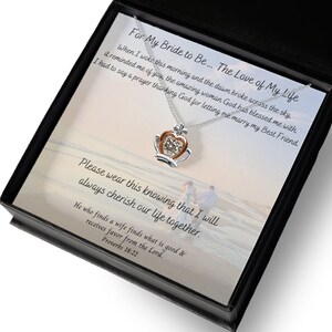 Cadeau Gor My Bride To Be,Cadeau du marié,Collier de couronne en or rose et argent sterling,Dieu l’a,Chrétien,Cadeau pour la mariée,Cadeau de carte de message