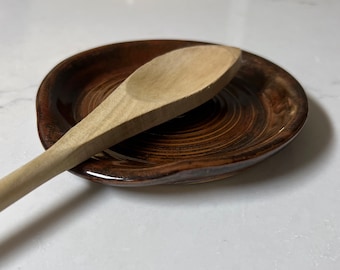 Handmade spoon rest | ceramic spoon rest | pottery spoon rest | wheel thrown spoon rest