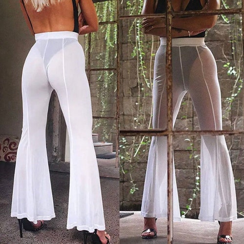 未使用 lace Loose Sexy kniting Lace Waist mesh buggy Wide Pants