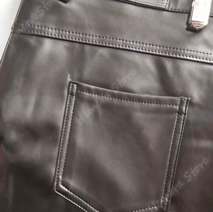 Mens Leather Look Skinny Fit Trousers Shaping Fit Muscle - Etsy UK