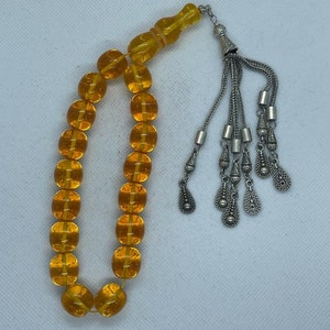 Handmade Rosary Amber Kahraman Stone Orange 17 Prayer Beads Misbaha Tasbih image 4