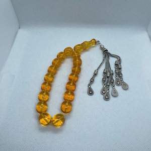 Handmade Rosary Amber Kahraman Stone Orange 17 Prayer Beads Misbaha Tasbih image 5