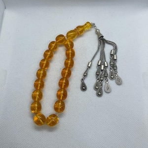 Handmade Rosary Amber Kahraman Stone Orange 17 Prayer Beads Misbaha Tasbih image 6