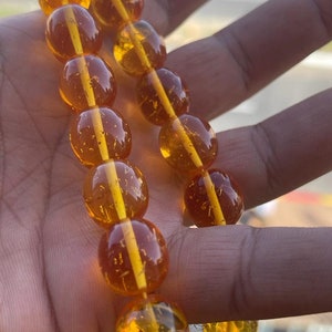 Handmade Rosary Amber Kahraman Stone Orange 17 Prayer Beads Misbaha Tasbih image 1