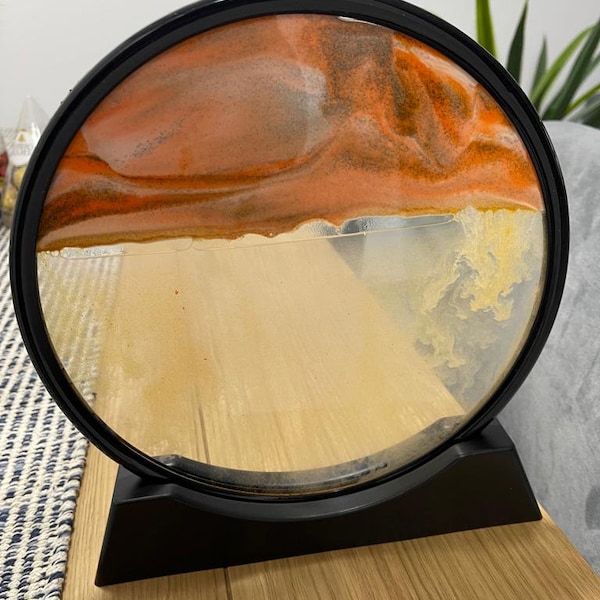 Handmade Moving Sand Art Picture Round Glass 3D Hourglass Desert Motion Frame