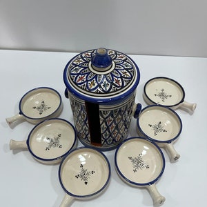 Handmade Appetizer Set Of 6 Plates Aperitif Moroccan Painted Ceramic For Breakfast and lunch