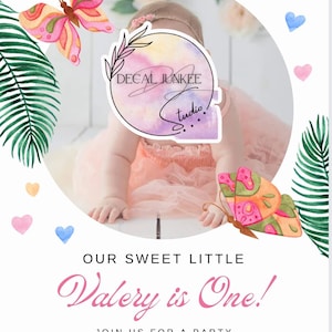 Cute butterfly photo First Birthday invitation
