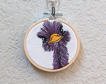 Purple Ostrich Embroidered Décor (3 inches), Ostrich Décor, Wall Décor, Ostrich