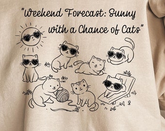 Funny Cat Sweatshirt, Summer Pun Cat Sunglasses Gift for Cat Mom  Funny Shirt, Unisex Crewneck Shirt for Cat Lover, Cat Owner Shirt,