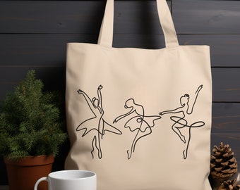Ballet Silhouettes Dancers Cotton Canvas Tote Bag,Dance Teacher Tote Bag , Dance Lover Gift ,Dance Studio Owner, Ballet Tote Bag