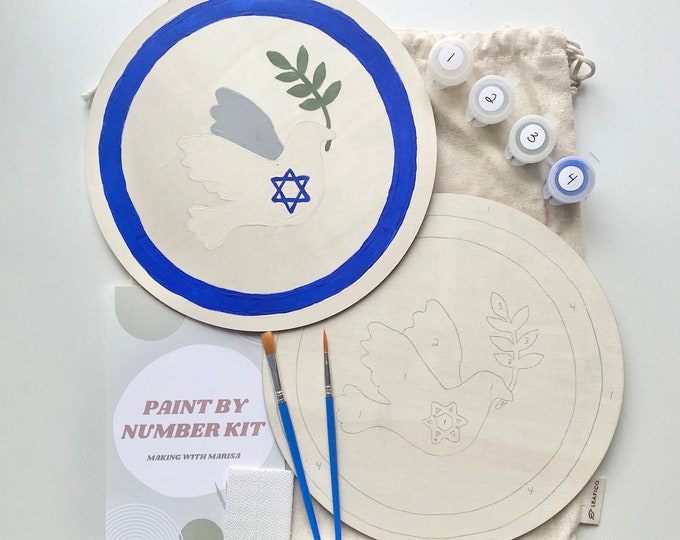 SHALOM ISRAEL | Minimalist Peace Dove Paint by Number Kit for Adults ...